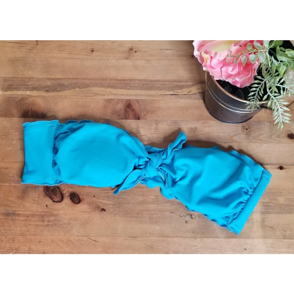 Victoria's Secret Blue Bandeau Ruffle Bandini